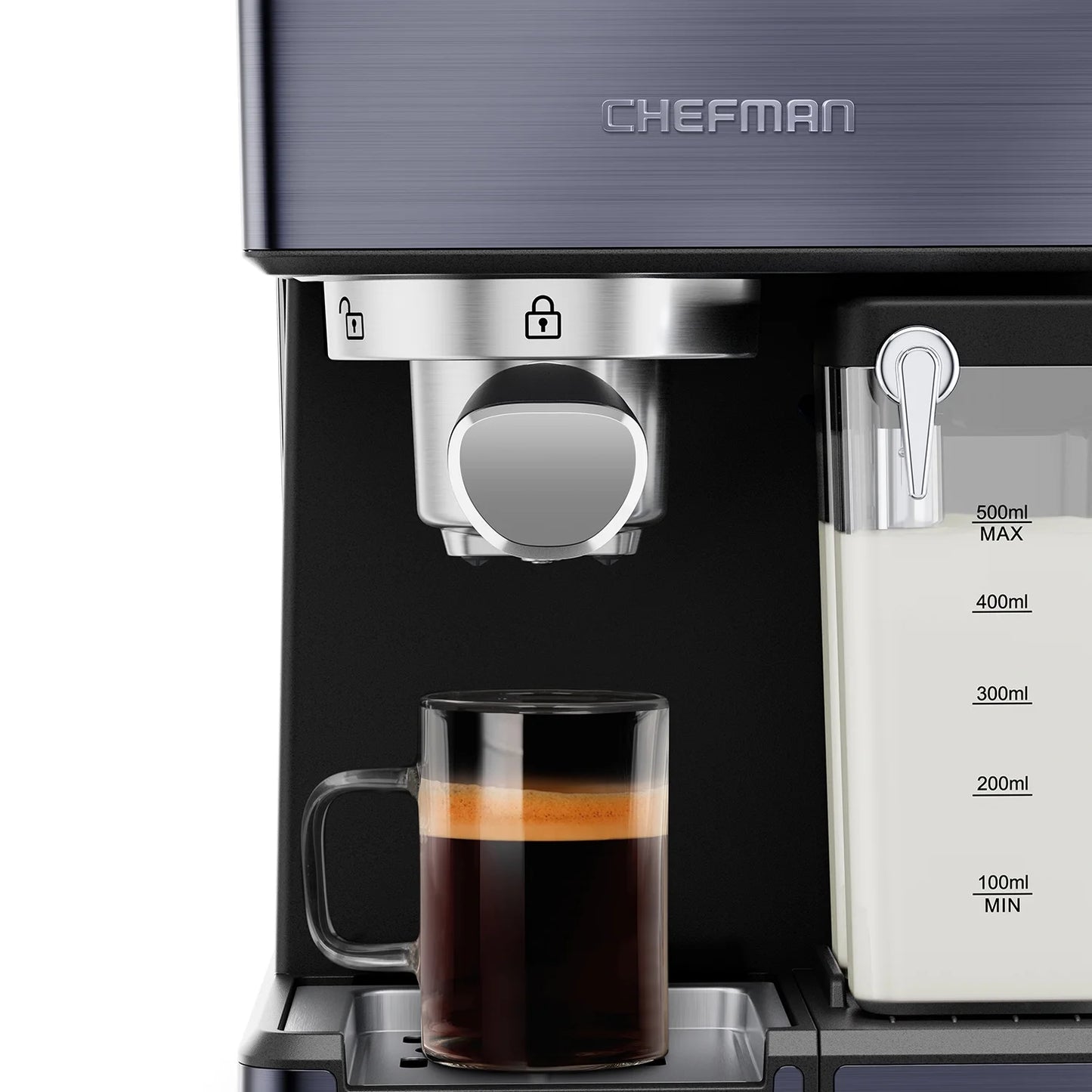 20-Bar, 2-Cup Black Stainless Espresso Machine