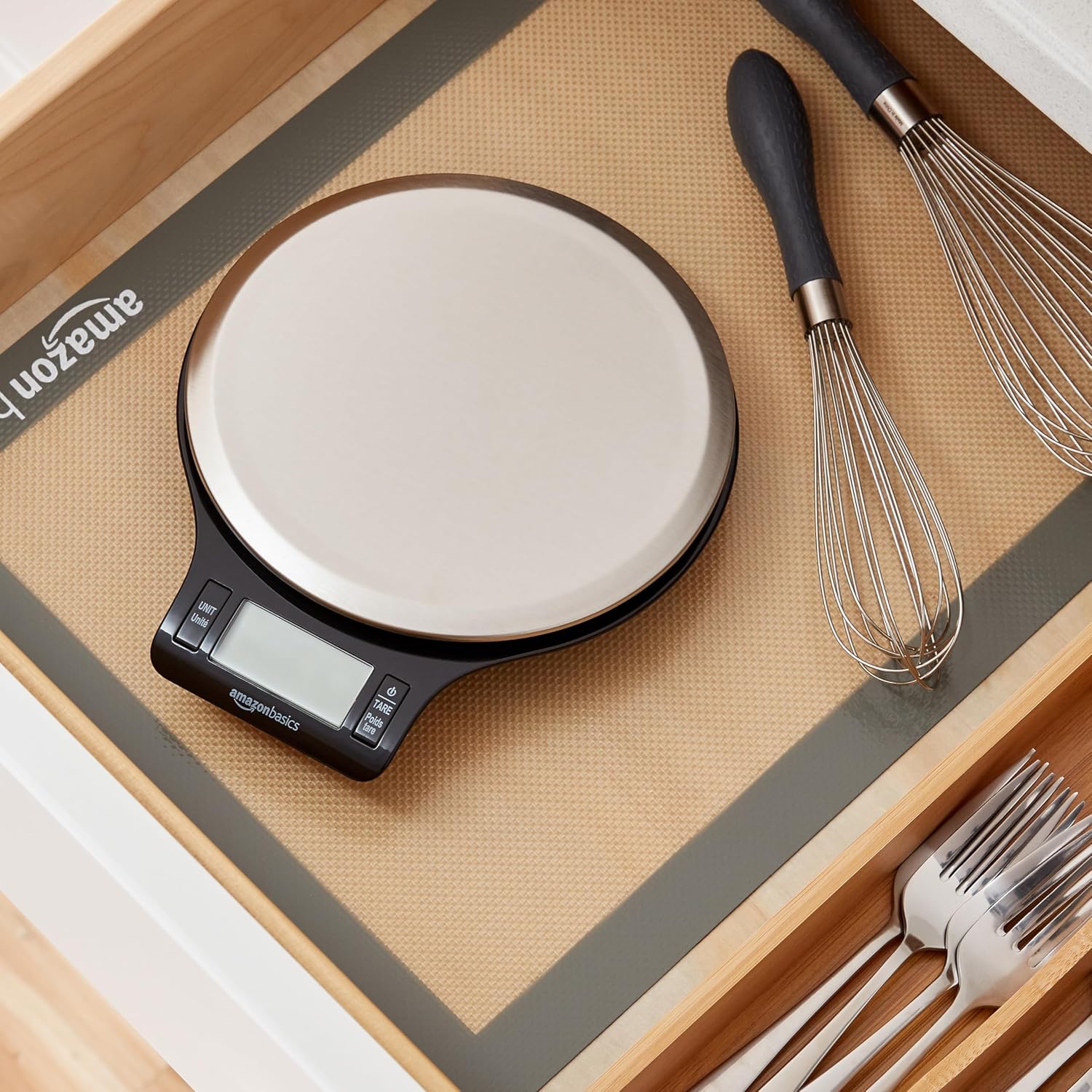 Digital Kitchen Scale with LCD Display, Batteries Included, Weighs up to 11 Pounds, Black and Stainless Steel