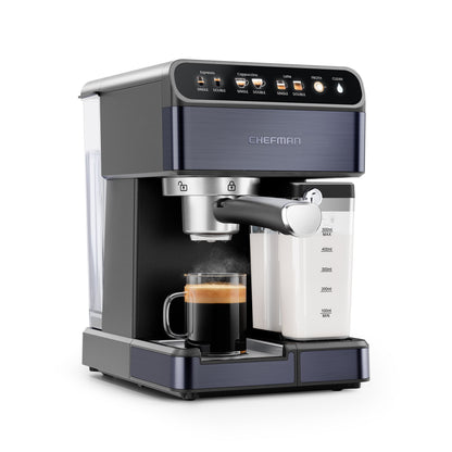 20-Bar, 2-Cup Black Stainless Espresso Machine