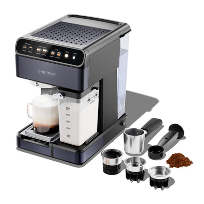 20-Bar, 2-Cup Black Stainless Espresso Machine
